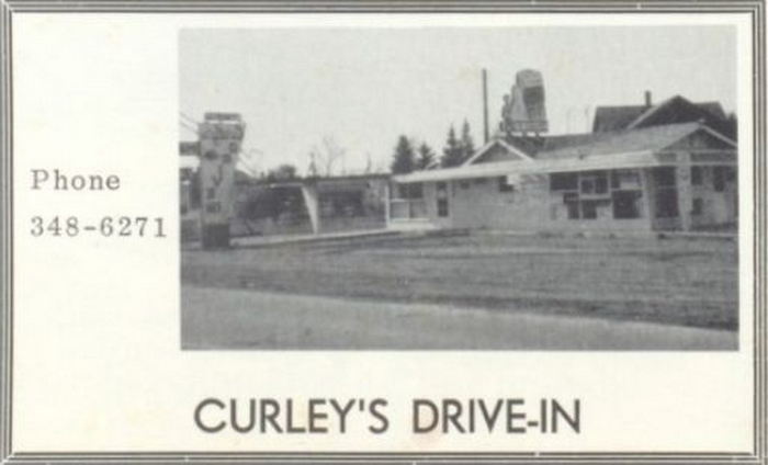 Curleys Drive-In (Curlys Drive-In) - Vintage Yearbook Ad